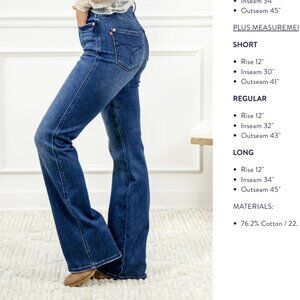 Judy Blue Sunset Trails Tummy Control Bootcut Jeans Size 16W Inseam 34 inches